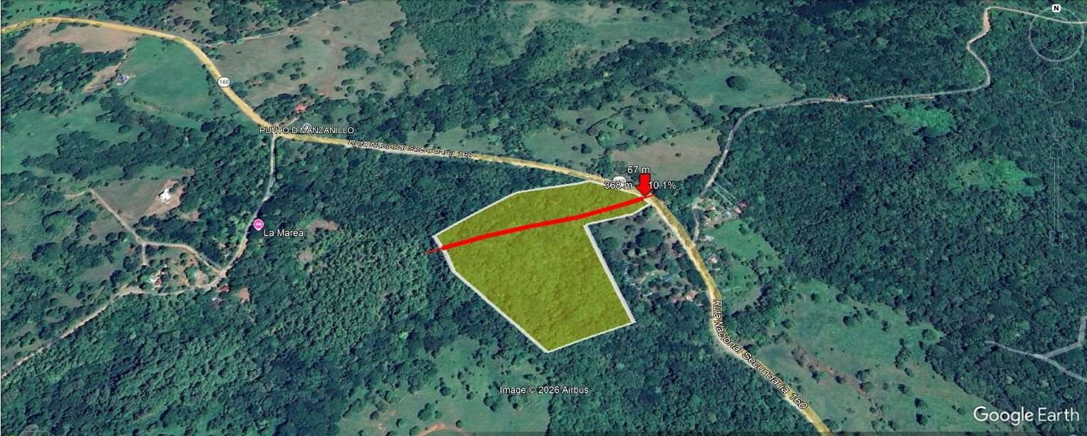 Satellitenansicht mit der Ost-West-Profillinie über der Finca Marbella